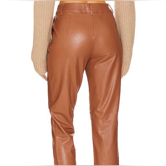Commando Revolve Brown Faux Leather Crop Pants 7/8 Trouser High Rise Stretch - Picture 3 of 13